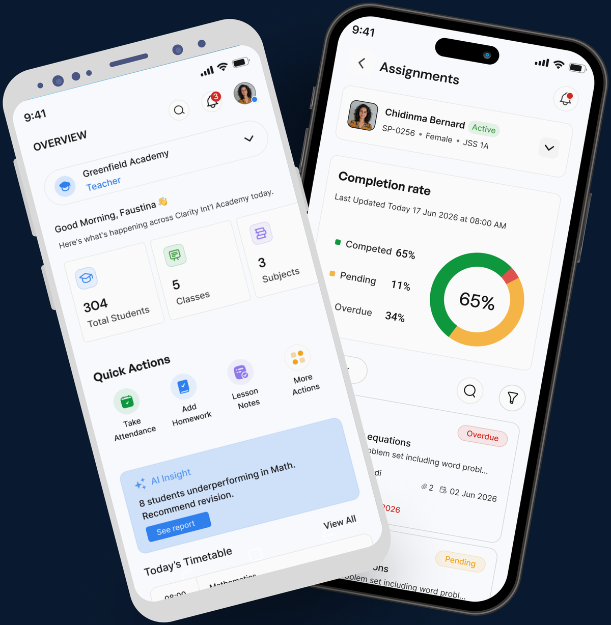 Claritybase mobile app screens